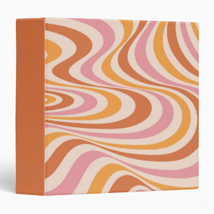 Pink and orange abstract swirl design binder