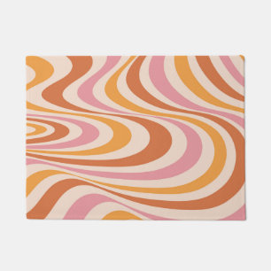 Pink and orange abstract swirl design doormat