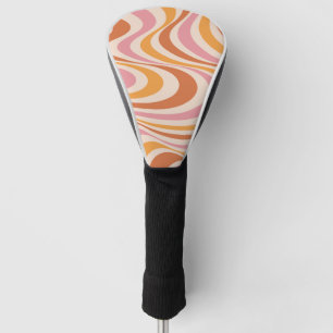 Pink and orange abstract swirl design golf head cover