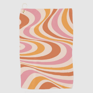Pink and orange abstract swirl design golf towel