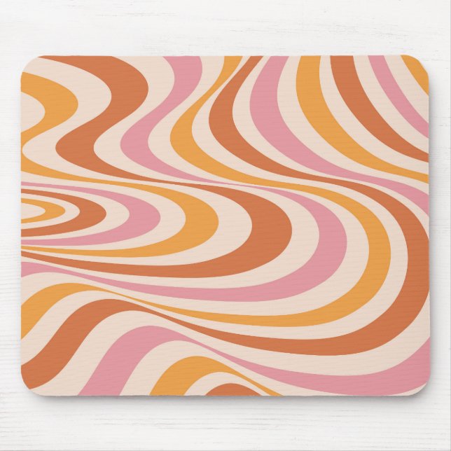Pink and orange abstract swirl design mouse pad (Front)