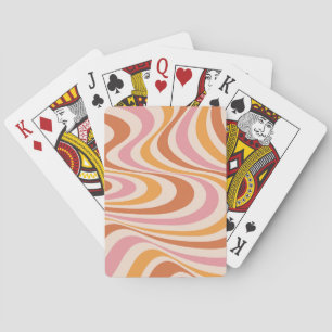 Pink and orange abstract swirl design playing cards