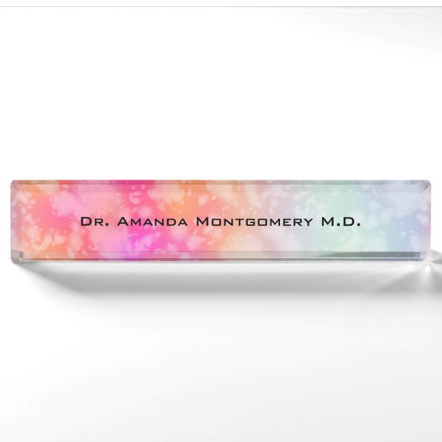 Pink and Orange Abstract Watercolor Background Nameplate (Front)