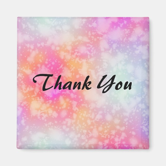 Pink and Orange Abstract Watercolor Thank You Magnet (Front)