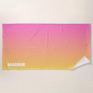 Pink and Orange Aesthetic Preppy Beach Towel