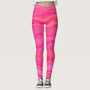 Pink and Orange Agate Layers Leggings