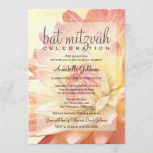 Pink and Orange Bat Mitzvah Invitation
