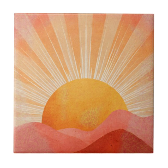 Pink and Orange Boho Sunrise Tile (Front)