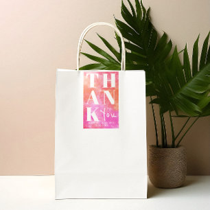 Pink and Orange Bold Thank You Wedding Favour Sticker