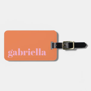 Pink and Orange Bold Typography Personalized Name Luggage Tag