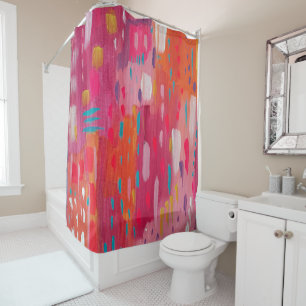 Pink and Orange Brush Marks Abstract 