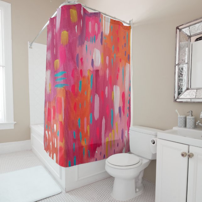 Pink and Orange Brush Marks Abstract  (In Situ)