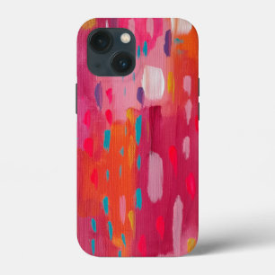Pink and Orange Brush Marks Abstract iPhone 13 Mini Case