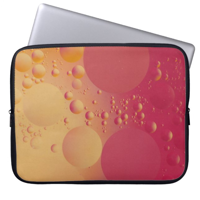 Pink and orange bubble digital laptop sleeve (Front)