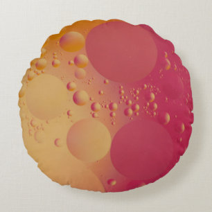 Pink and orange bubble digital round pillow