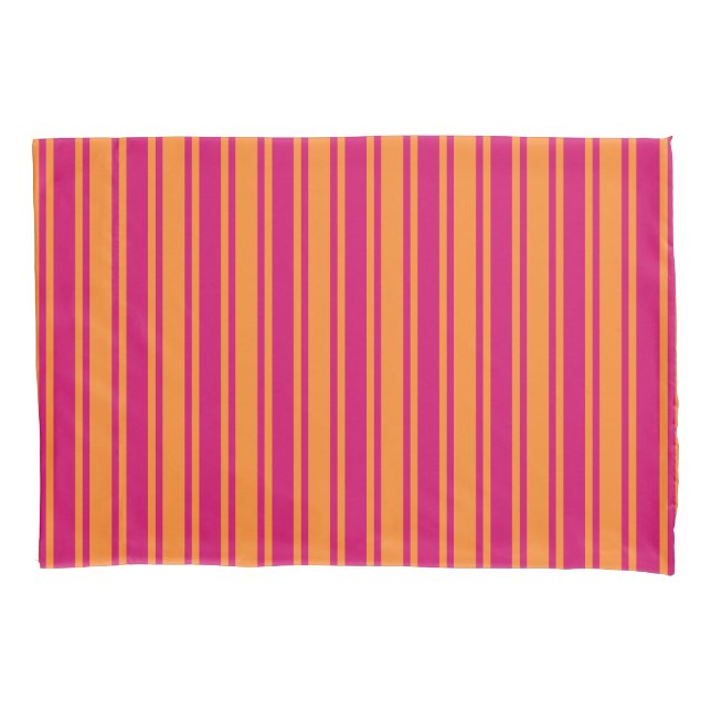 Pink and orange candy stripes pillowcase (Front)