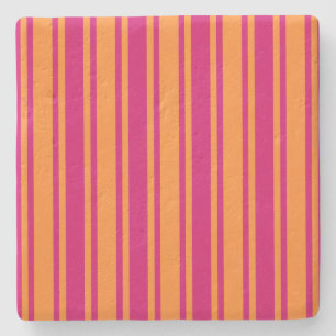 Pink and orange candy stripes stone coaster