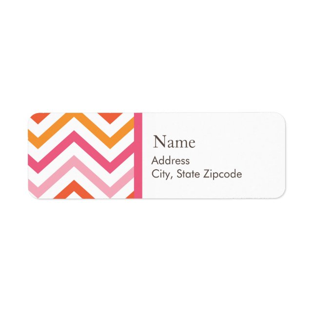 Pink and Orange Chevron Address Label (Front)