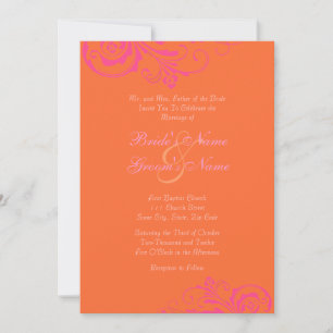 Pink and Orange Chic Wedding Invitation