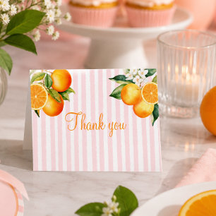 Pink and Orange Citrus Baby Shower  Thank You Card
