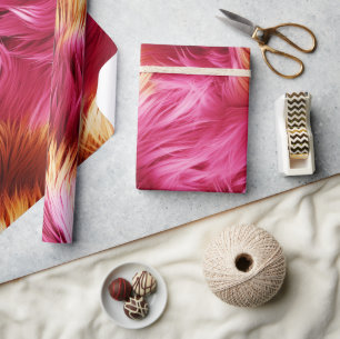 Pink and Orange faux monster fur texture Wrapping Paper