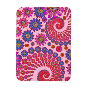 Pink and Orange Floral Abstract Art Magnet