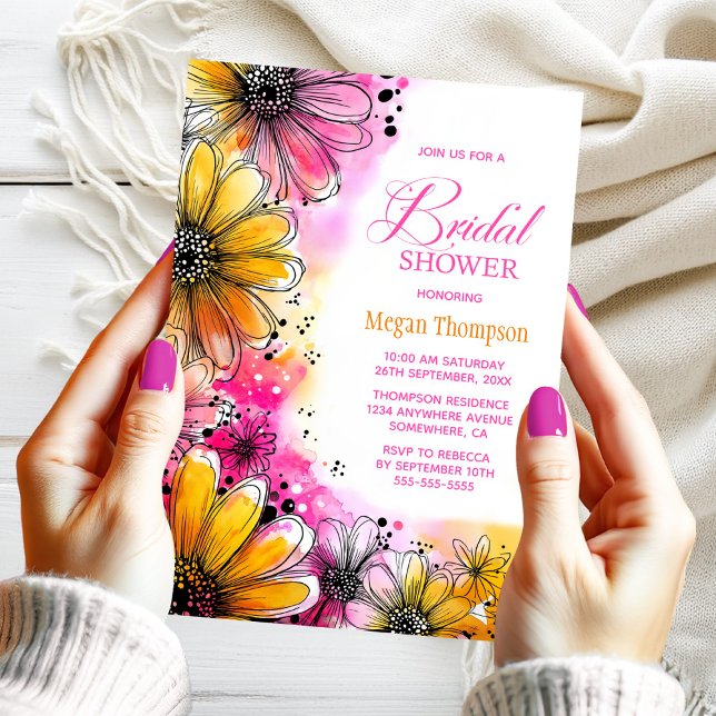 Pink and Orange Floral Bridal Shower Invitation (Creator Uploaded)