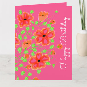 Pink And Orange Floral Card