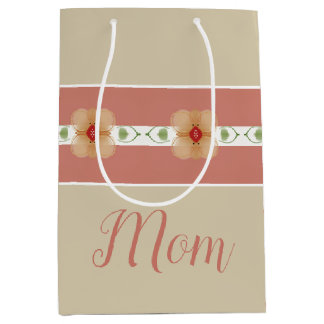 Pink And Orange Floral Medium Gift Bag