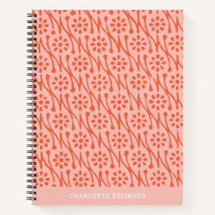 Pink and Orange Floral Personalized Name Writing Notebook