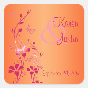 Pink and Orange Floral with Butterflies Sticker