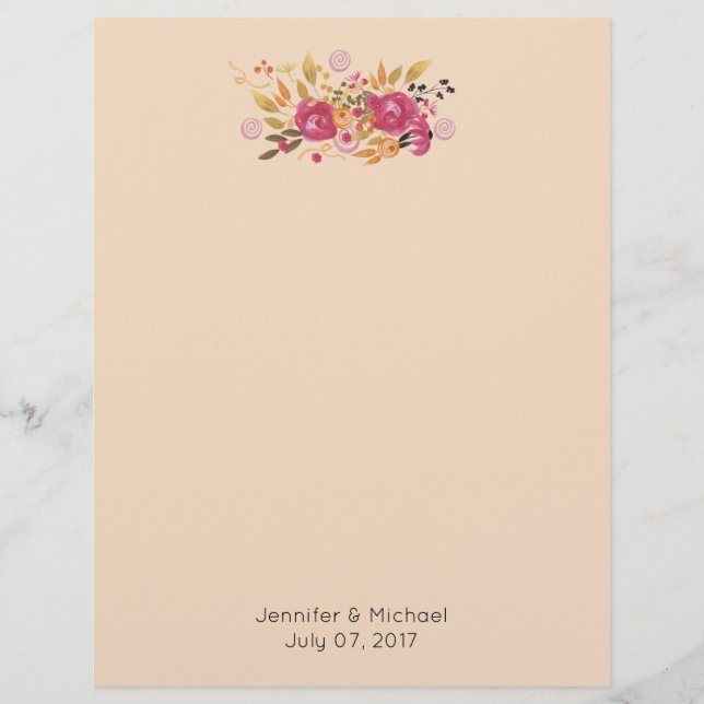 Pink and Orange Flower Bouquet on Peach Background (Front)