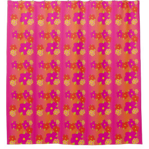 Pink And Orange Flowered Shower Curtain