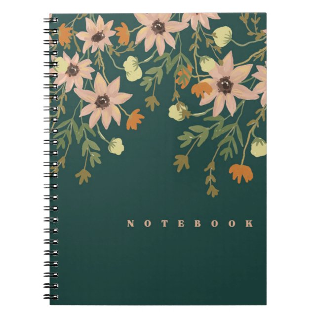 Pink and Orange Flowers in Green Notebook (Front)