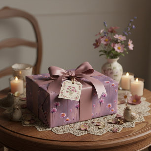 Pink and orange flowers pattern wrapping paper