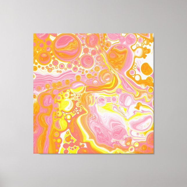 Pink and Orange Fluid Art Canvas Print (Front)