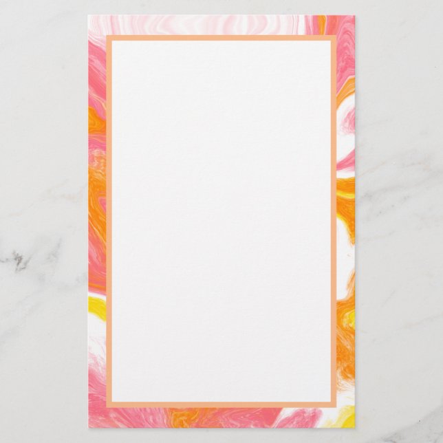 Pink and Orange Fluid Art Stationery (Front)