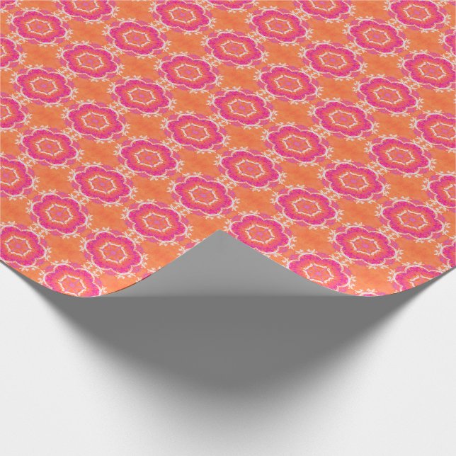Pink and Orange Geometric Pattern Wrapping Paper (Corner)