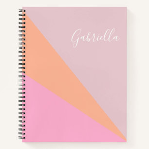 Pink and Orange Girly Geometric Personalized  Notebook