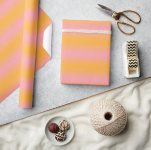 Pink and Orange Gradient Striped Wrapping Paper