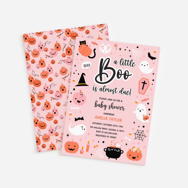 Pink and Orange Halloween - Baby Shower Invitation (Pink and Orange Halloween - Baby Shower Invitation)