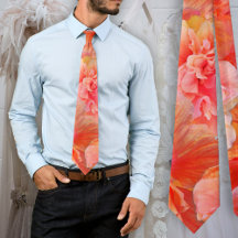 Pink and Orange Hibiscus Flowers Tie