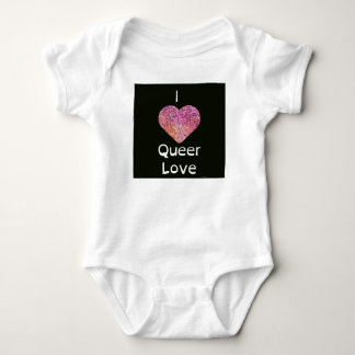 Pink and Orange I Heart Queer Love Baby Bodysuit