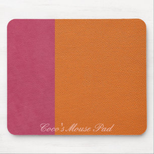 Pink and Orange Leather Look Mouse Pad