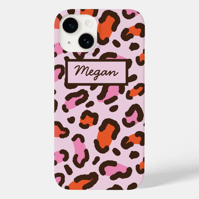 Pink and Orange Leopard Animal Print  Custom  Case-Mate iPhone Case (Back)