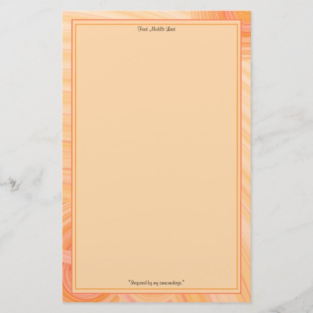 Pink and Orange Line Borders Personalized Stationery (Front)