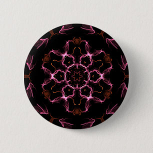 Pink and Orange Mandala on Black Background 2 Inch Round Button