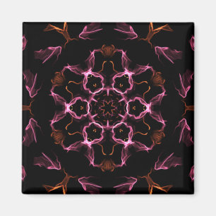 Pink and Orange Mandala on Black Background Magnet