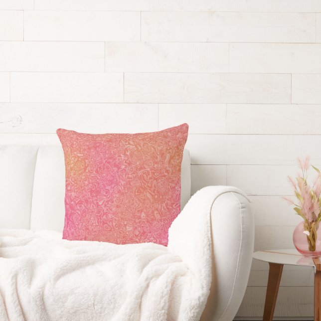 Pink and Orange Marble abstract Throw Pillow (Couch)