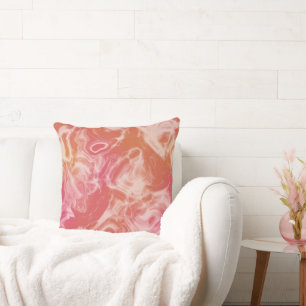 Pink and Orange Marble abstract Throw Pillow